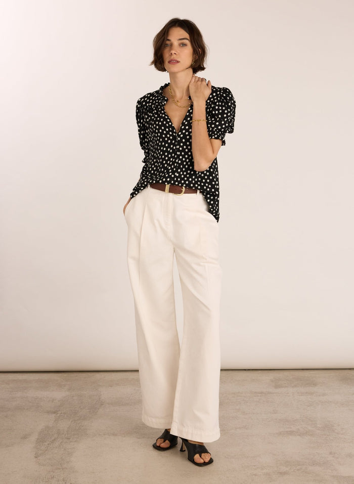 Nolan Printed Blouse - Black Polka Baukjen