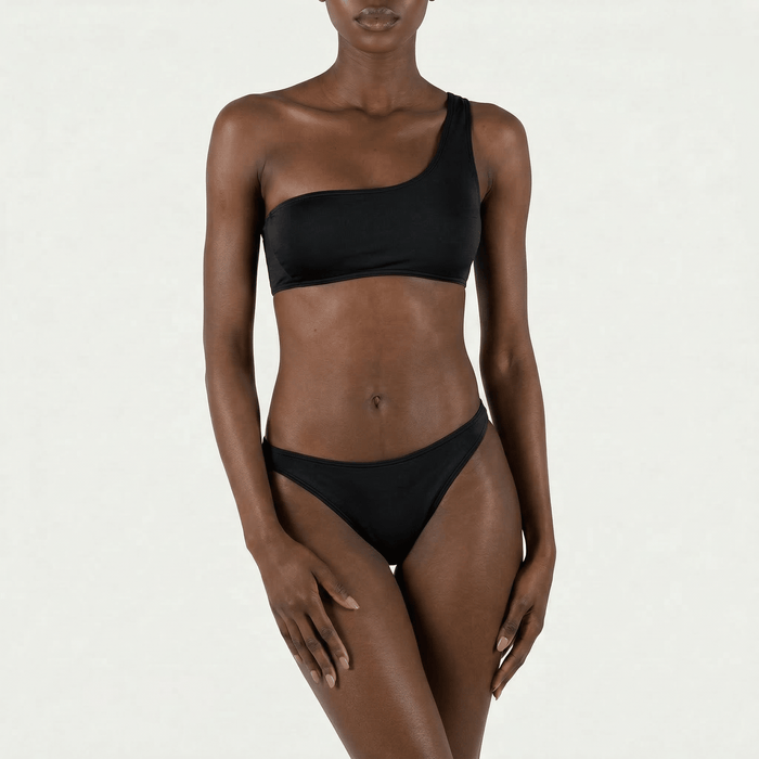 One - Shoulder Top Black - Bikini_Top - K A M P O S