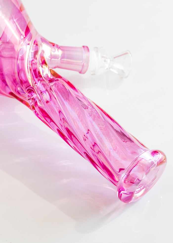 PINK IRIDESCENT SWIRL BONG 8”