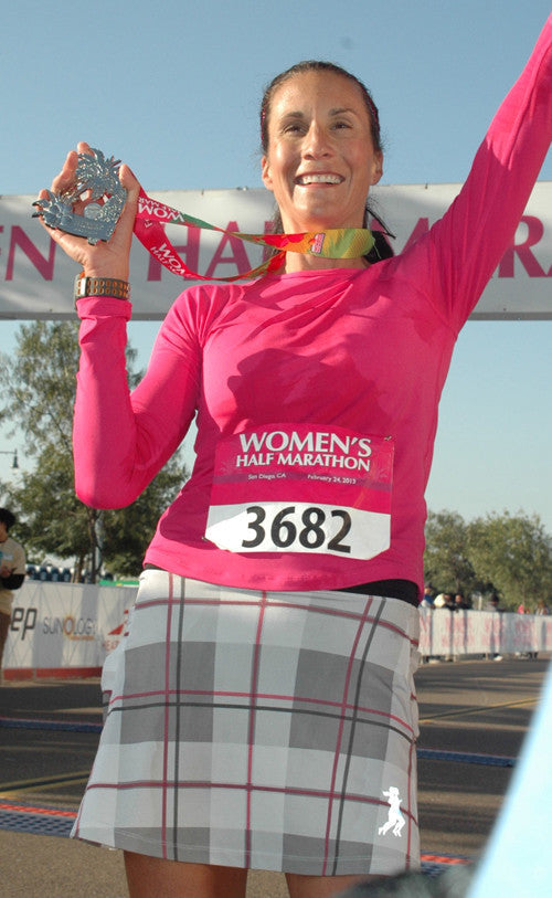 pink plaid running skirt