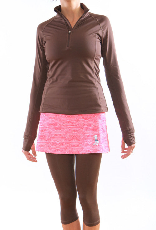 pink treehugger capri brown half zip