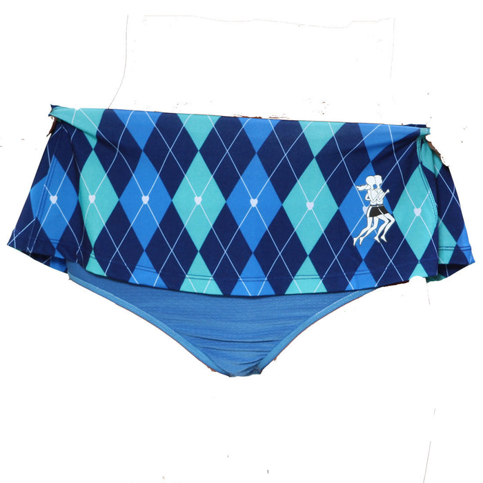 preppy blue running skirt brief