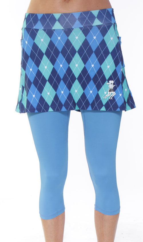 preppy blue argyle capri skirt