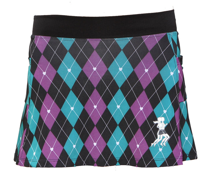 preppy purple argyle running skirt