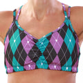 strappy bra top preppy purple argyle front