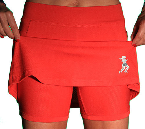 red ultra swift athletic skirt compresion shorts