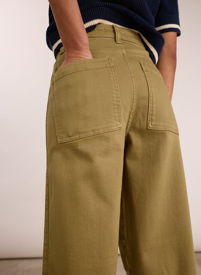 Reece Organic Cotton Stretch Barrel Leg Cargo Jeans - Taupe Baukjen