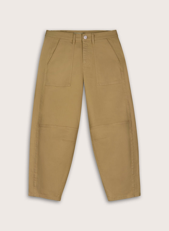 Reece Organic Cotton Stretch Barrel Leg Cargo Jeans - Taupe Baukjen