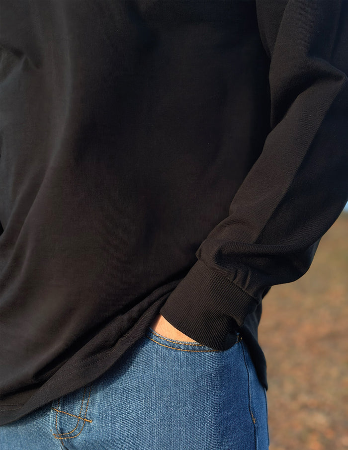 Rugby Shirt - Black Solid (The Kiwi)