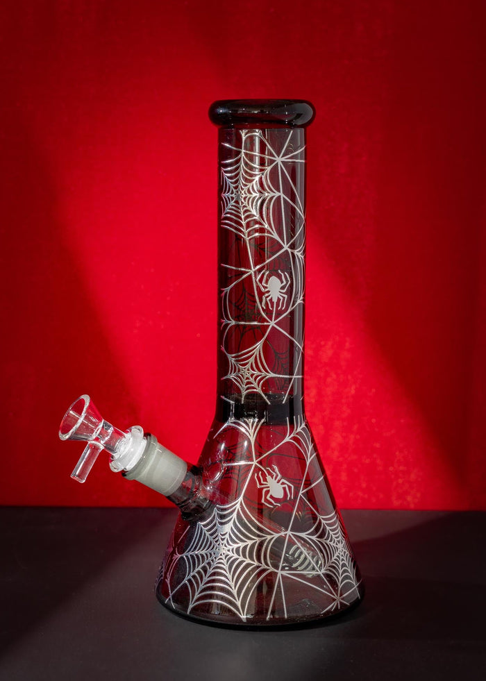 SILVER SPIDERWEBS BONG 10”
