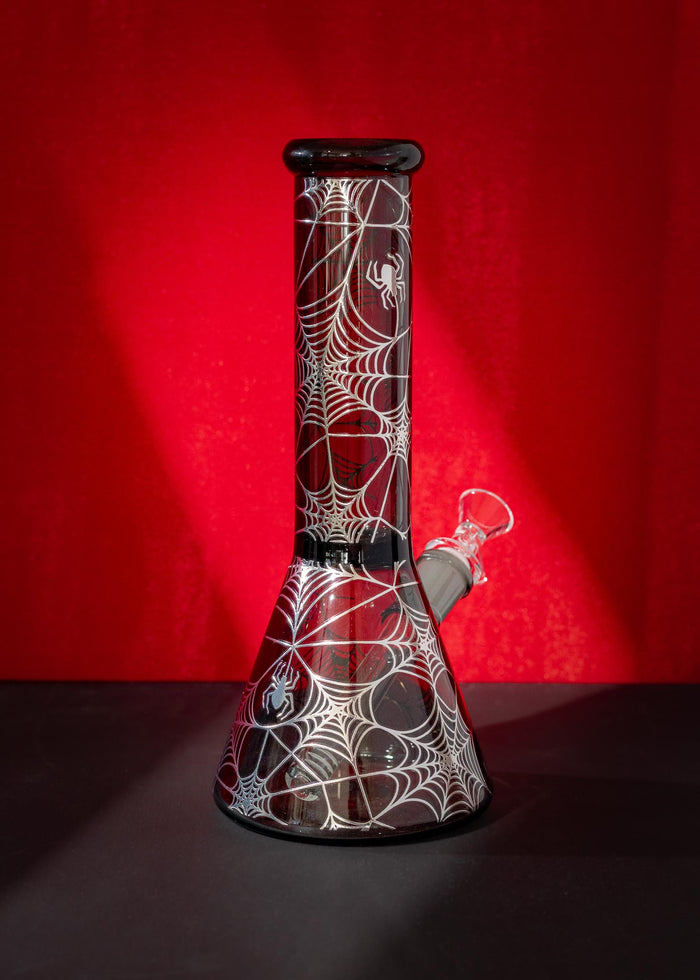 SILVER SPIDERWEBS BONG 10”