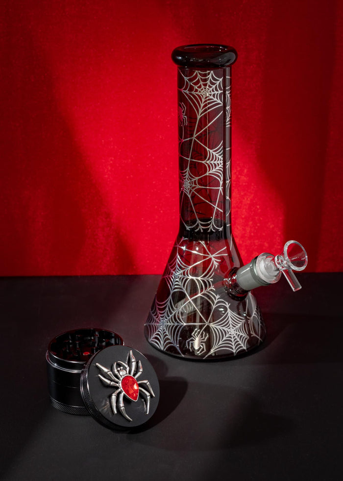 SILVER SPIDERWEBS BONG 10”