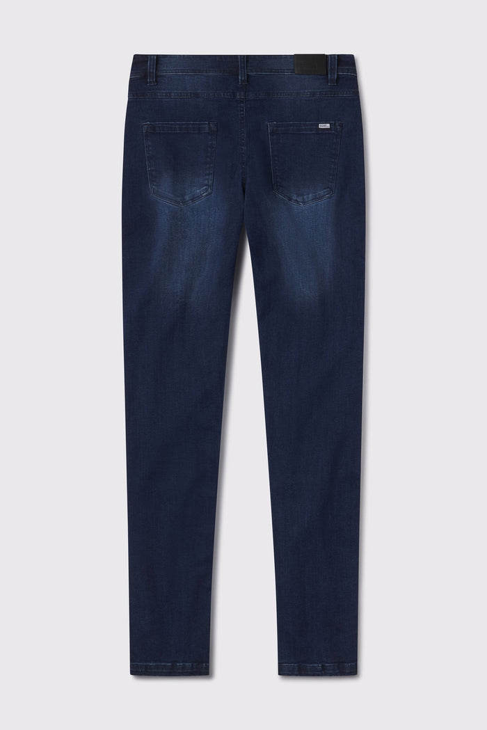 Mens Slim Athletic Fit Jeans 2.0 -Medium Distressed - photo from back flat lay #color_medium-distressed