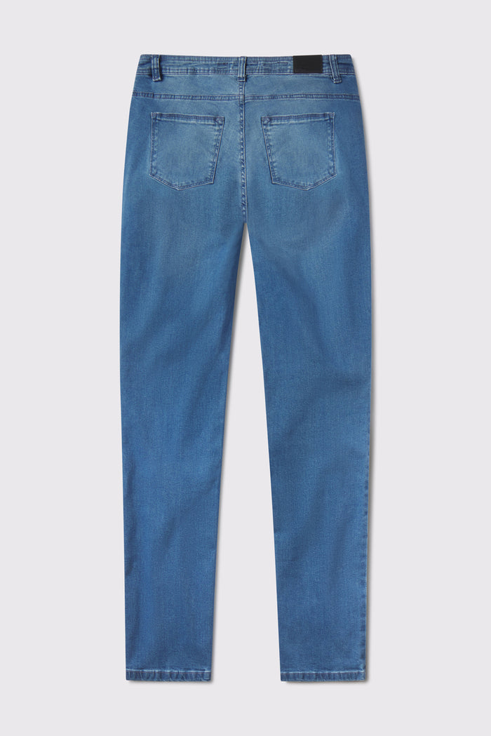 Mens Slim Athletic Fit Jeans 2.0 -Light Wash - photo from back flat lay #color_light-wash