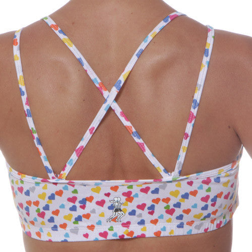 sparkle hearts strappy run bra back