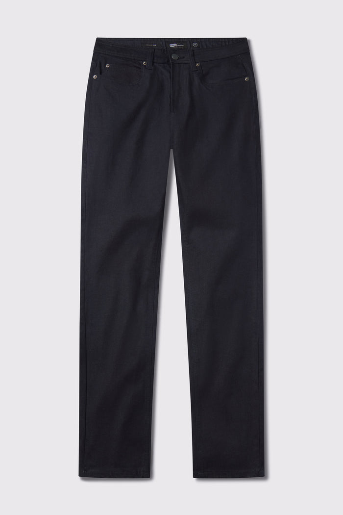 Mens Relaxed Athletic Fit Jeans 2.0 - Dark Rinse - photo from front flat lay #color_dark-rinse