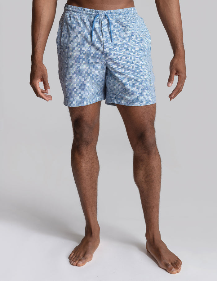 Swim Shorts - Delphi Grid Blue (The Aegean Ease)