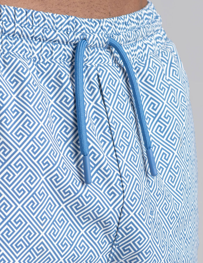 Swim Shorts - Delphi Grid Blue (The Aegean Ease)