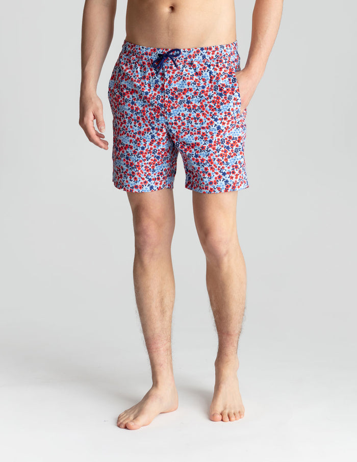Swim Shorts - Red & Blue Trustaflowers (Yachtstock '77)