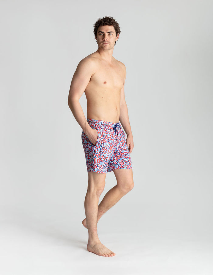 Swim Shorts - Red & Blue Trustaflowers (Yachtstock '77)