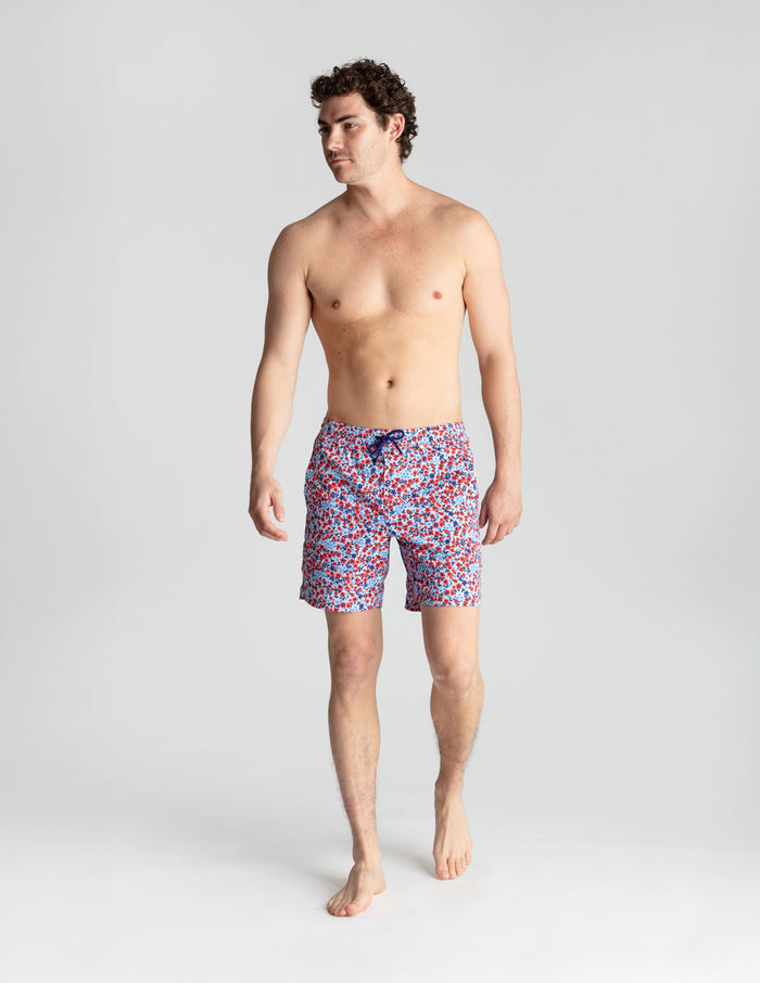 Swim Shorts - Red & Blue Trustaflowers (Yachtstock '77)
