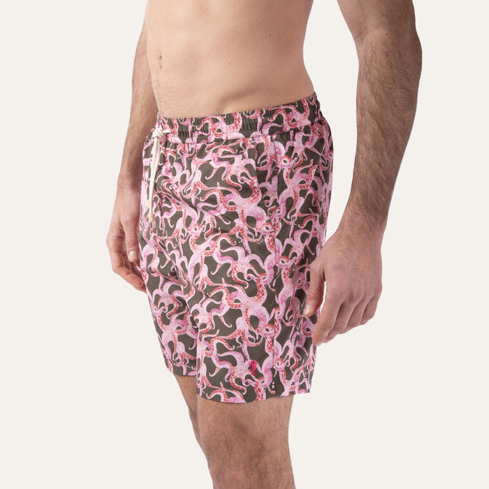 Swim Shorts Long Octopus Olive - Swimshorts_Man - K A M P O S