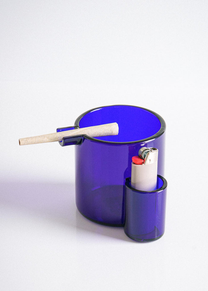 GLASS CUP ASHTRAY - BLUE
