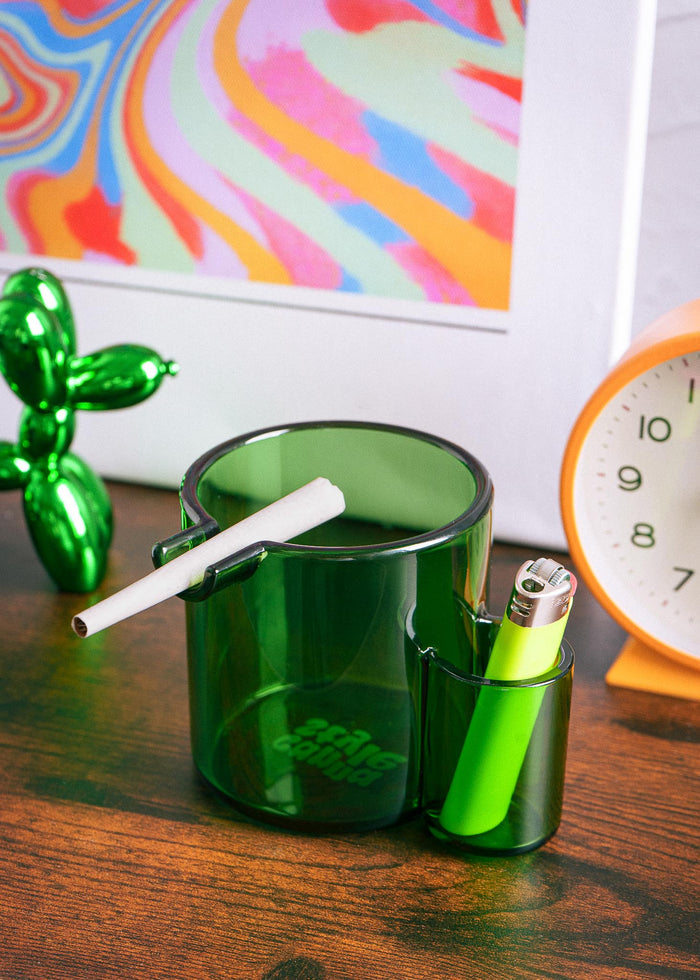 GLASS CUP ASHTRAY - GREEN