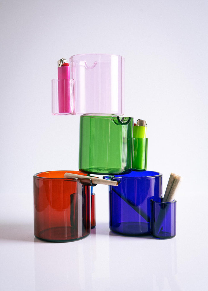 GLASS CUP ASHTRAY - PINK