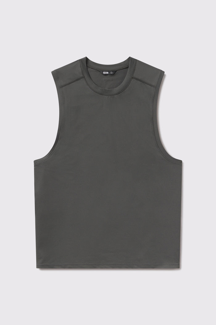Ultralight Muscle Tank - Charcoal - photo from front flat lay #color_charcoal