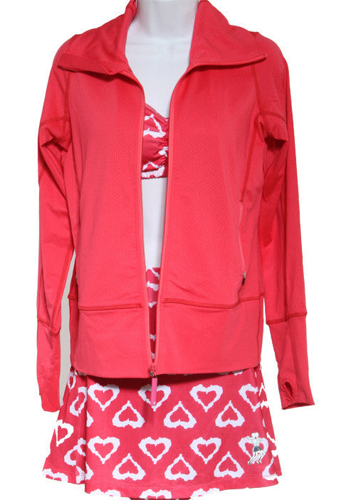 watermelon mesh jacket and watermelon hearts athletic skirt
