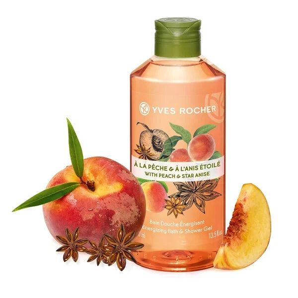 Yves Rocher Energizing Bath and Shower Gel Peach & Star Anise 400 ml